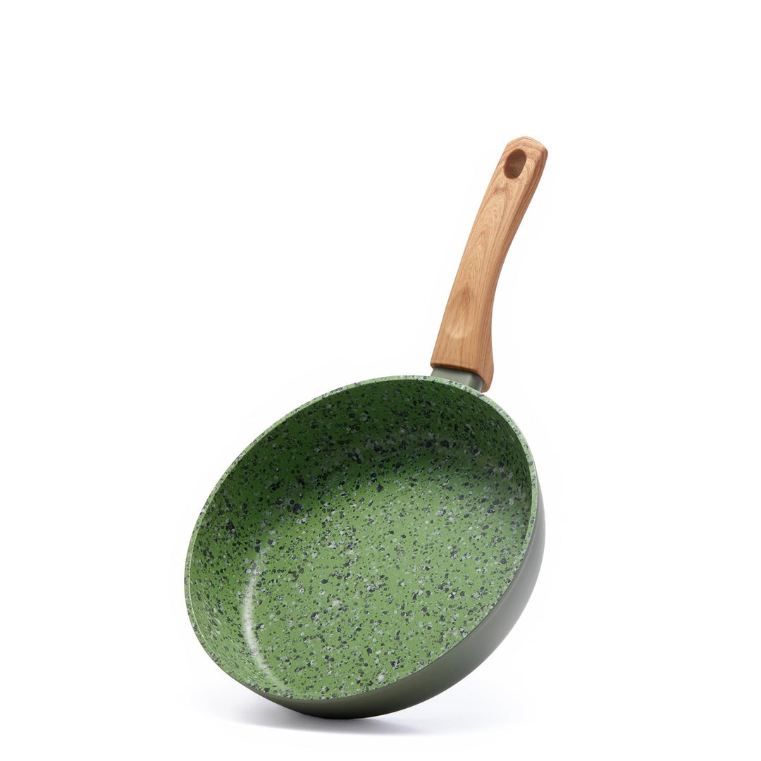 24cm Keramik-Antihaft-Bratpfanne mit Holzgriff - Aluminiumpfanne für alle Herdplatten, PFOA PTFE-fre