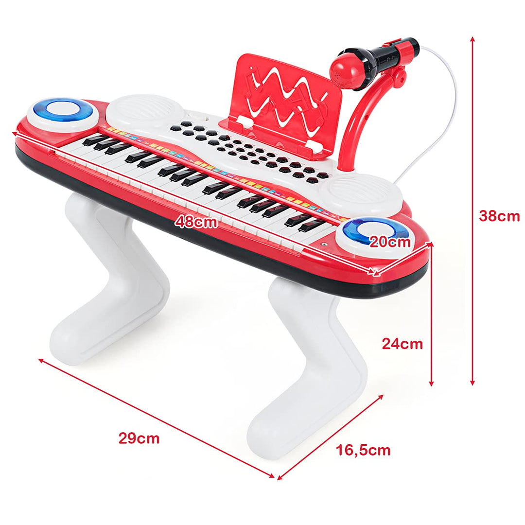 GOPLUS 37 Tasten Kinderklavier, Kinder Keyboard mit Mikrofon & Notenständer, Spielzeug Piano mit Lic