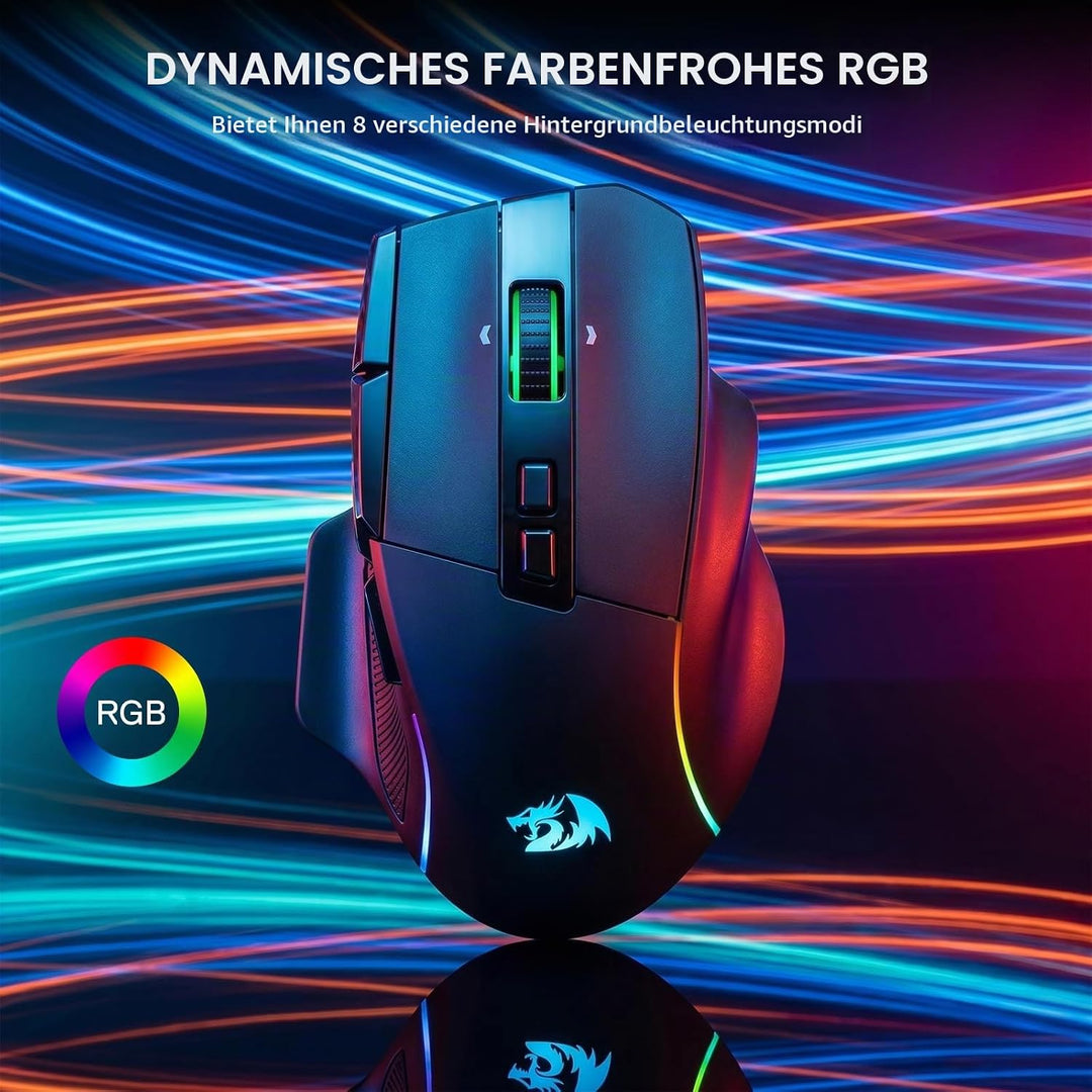 Redragon M925 PRO Kabellose Gaming-Maus, 26.000 DPI Optisch RGB Maus 10 programmierbaren Tasten, ult