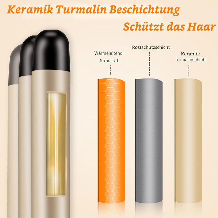 Lockenstab 3 Fässer LAYADO Welleneisen für Haare, Welleneisen 22mm, Beach Waves Lockenstab Einstellb