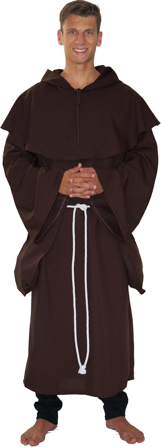MAYLYNN 14109 - Kostüm Mönch Herren Mönchskutte Mittelalter 3-teilig braun, Grösse:S S Braun, S Brau
