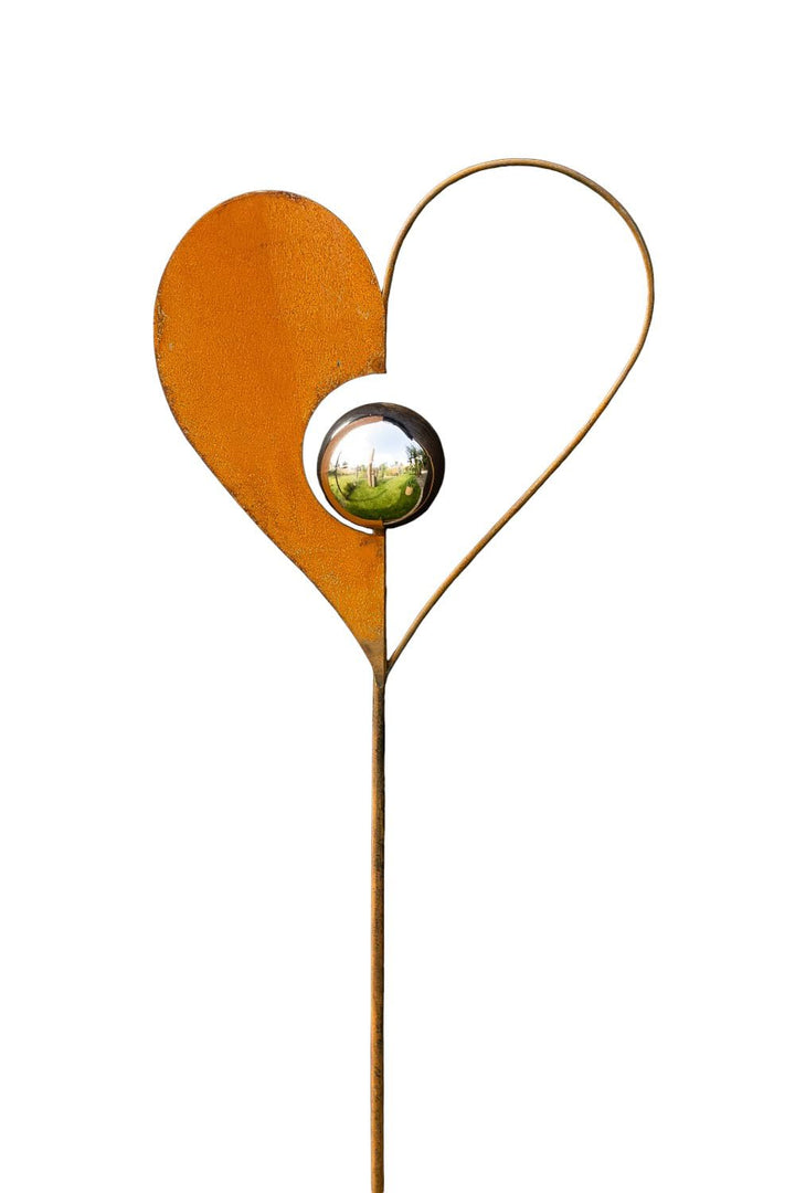Bornhöft Gartenstecker Herz aus Metall Gartendeko Rost Edelrost rostiger Beetstecker 115cm Deko Rost