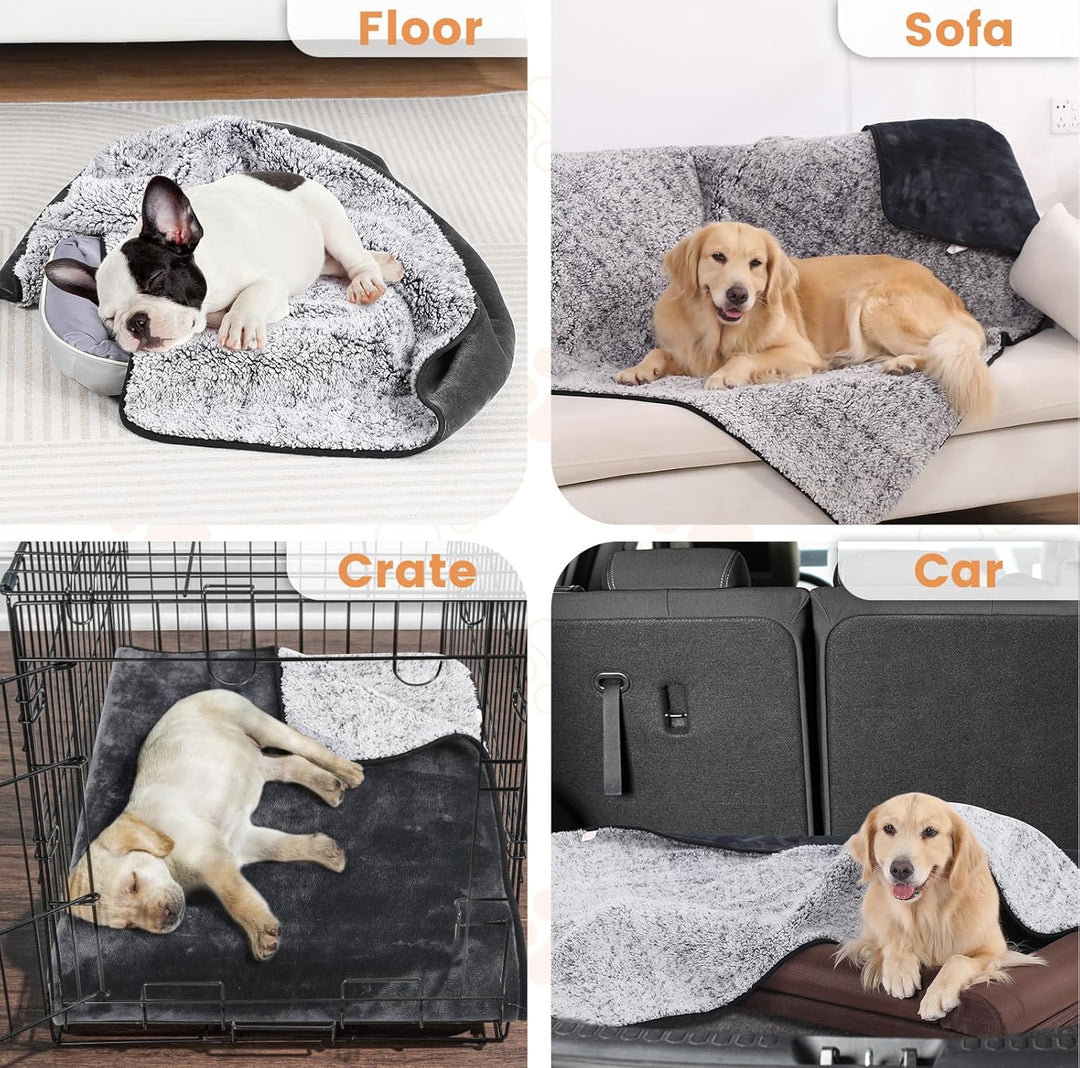 PETTOM Hundedecke Wasserdicht, Hundedecke Flauschig aus Sherpa Fleece, Hunde Decke Sofaschutz, Katze
