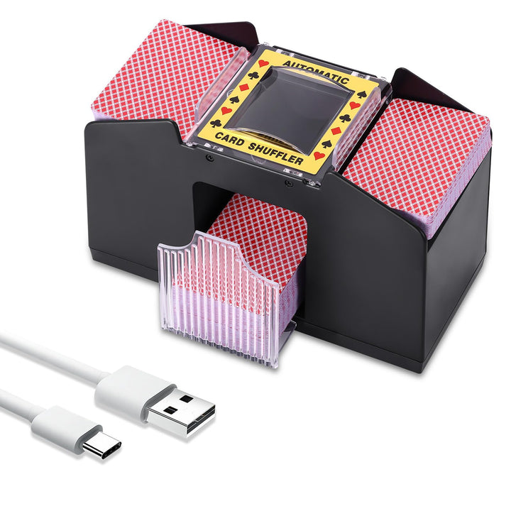 ZONJIE Automatische Elektrischer Kartenmischer für 4 Decks - USB/Batteriebetrieb, EIN-/Zwei-Deck-Kar