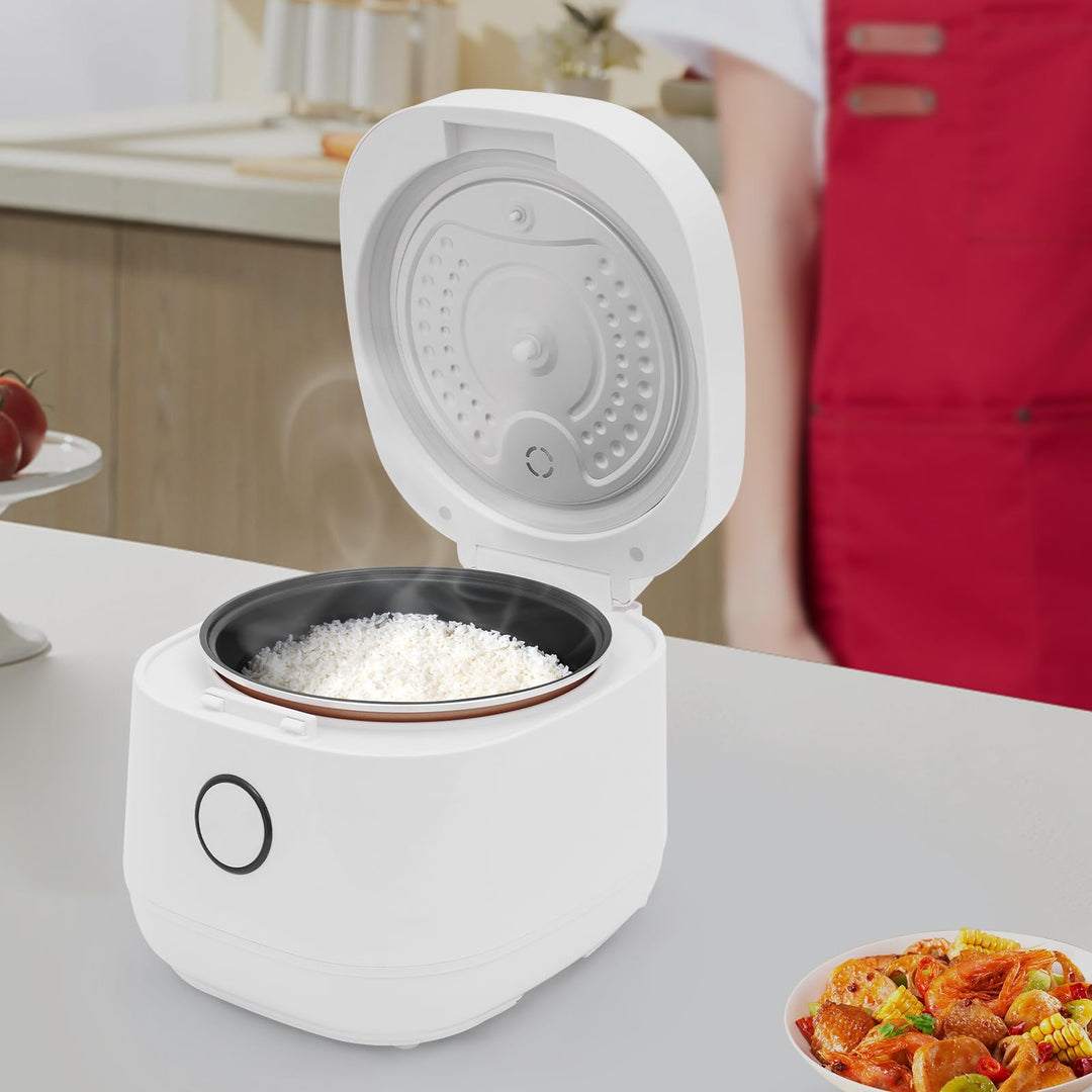 Elektrischer Mini Reiskocher 5L Multikocher mit 24h Timer, Antihaft-Innentopf und Dampfkorb, kompakt