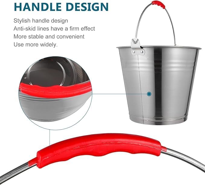 Mayuela - Edelstahl Metalleimer 6 Liter mit Tragegriff - Robuster Blecheimer für Haushalt, Garten, R