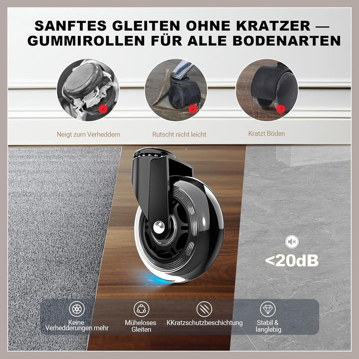 BASETBL Bürostuhl 200kg, Chefsessel mit 4-stufiger Gasdruckfeder, 3D Armlehnen, Verstellbarer Lenden