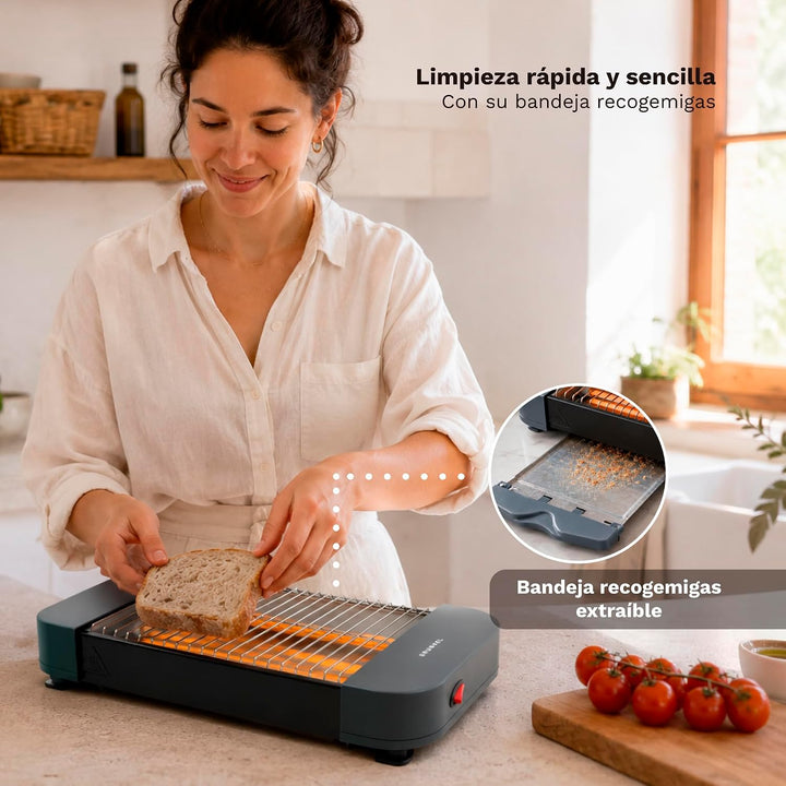 Grunkel Toaster mit 300 W und geeignet für 1 Brotscheibe mit On/Off und ohne Timer. Krümelschublade