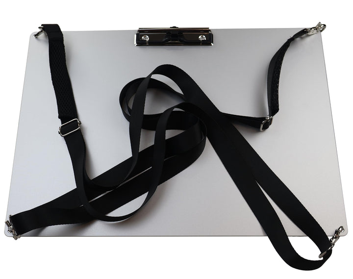 Silbernes Klemmbrett aus Aluminium, Querformat, A3 (32,6 x 44,7 cm), horizontale Klemmbretter mit 2