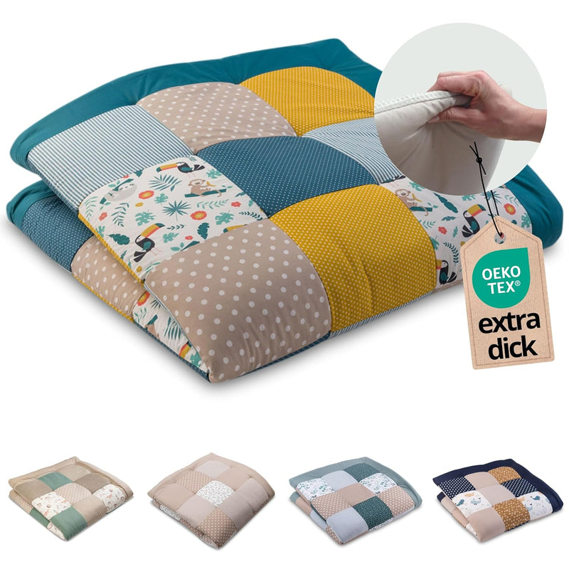 ULLENBOOM Krabbeldecke für Baby 140x140 cm, 100% OEKO-TEX Materialien, Made in EU, Dick & weich gepo