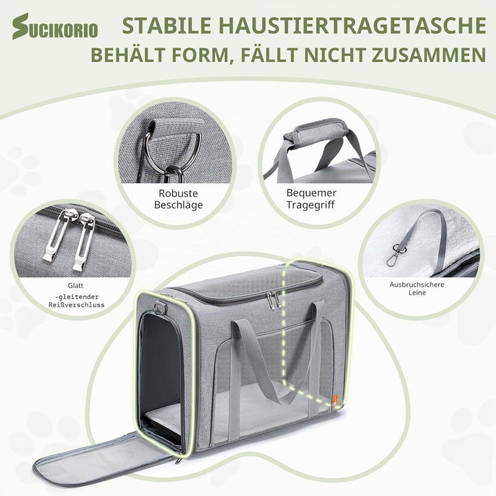 Hundetasche Flugzeug 55x40x23 Eurowings Lufthansa, Faltbare Hundetragetasche mit Faltbar Reisenapf N