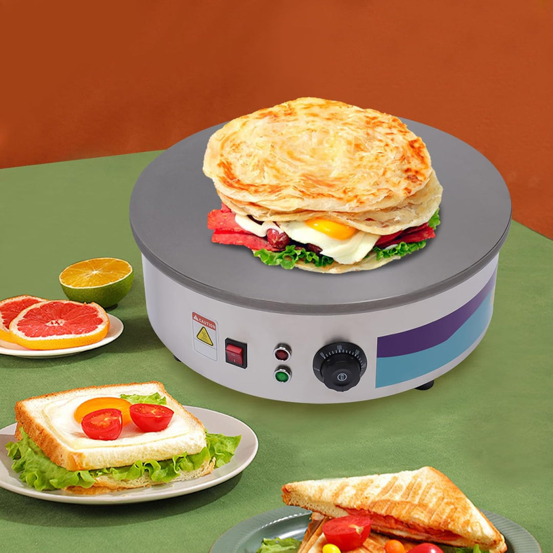 Crêpes Maker, 45 cm Gusseisen Platte, 220V 3000W Gastro Crepes Maschine mit Spatel &amp; Teigschaber, 50