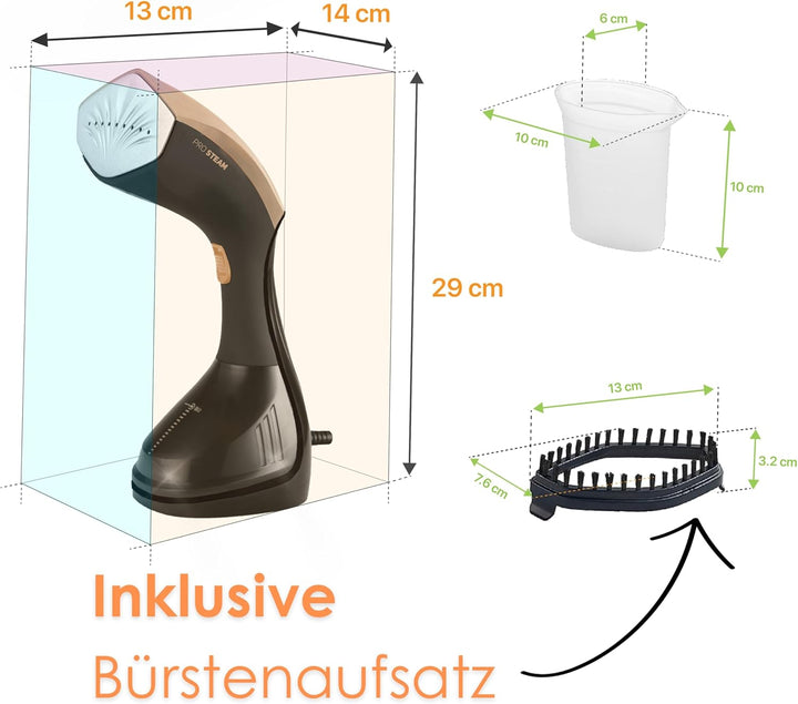 Tragbarer Dampfglätter Kleidung Kompakt Dampfleistung 20g/min Dampfbürste Dampfbügeleisen Hemden Rei