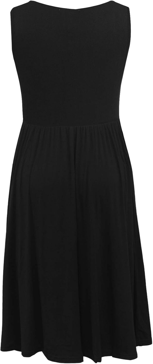 Smallshow Ärmelloses Patchwork-Umstandskleid mit Taschen für Frauen L Schwarz, L Schwarz