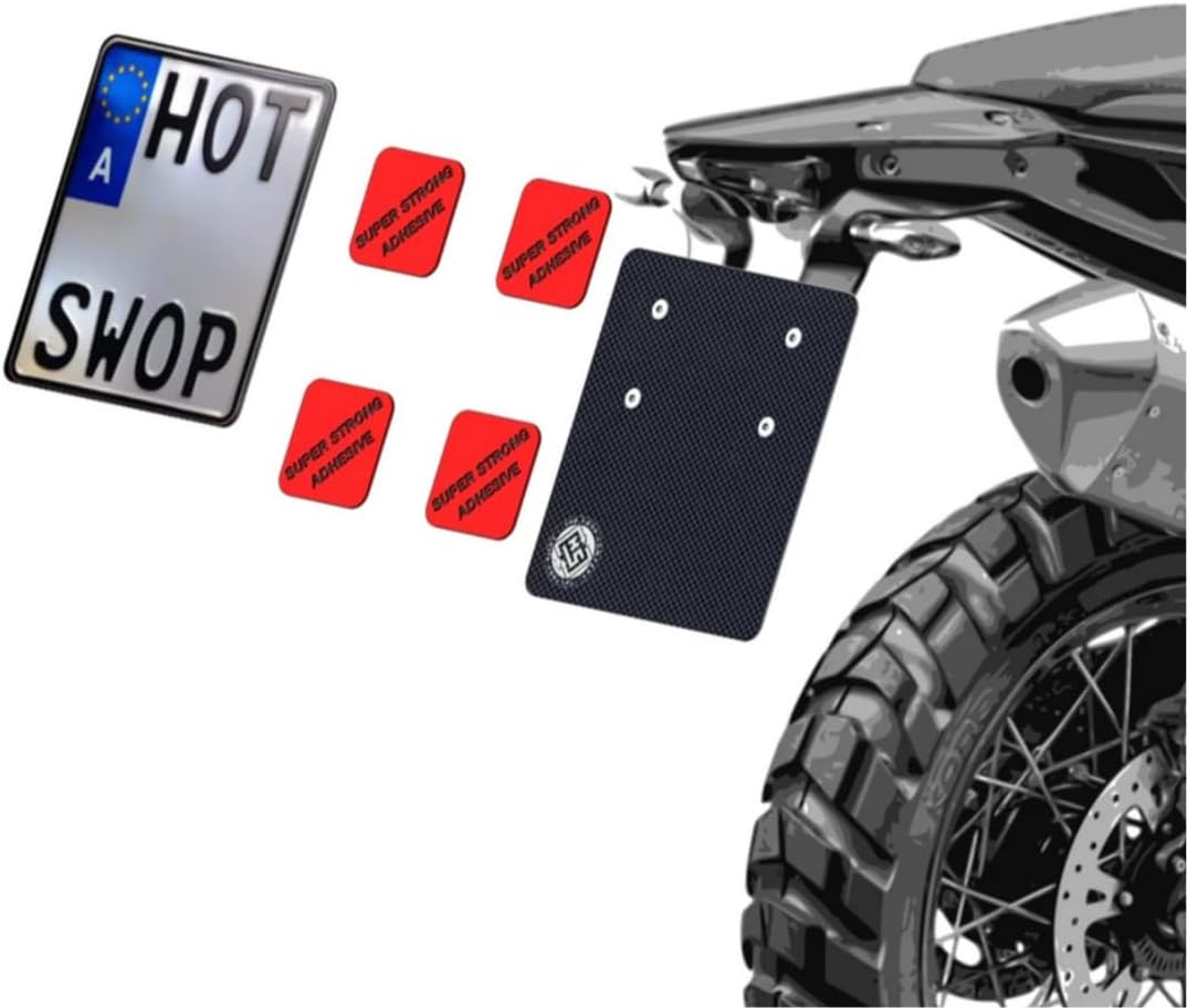 HS | Carbon Motorrad Kennzeichenplatte, Deutschland 175 x 195 mm, Deutschland 175 x 195 mm