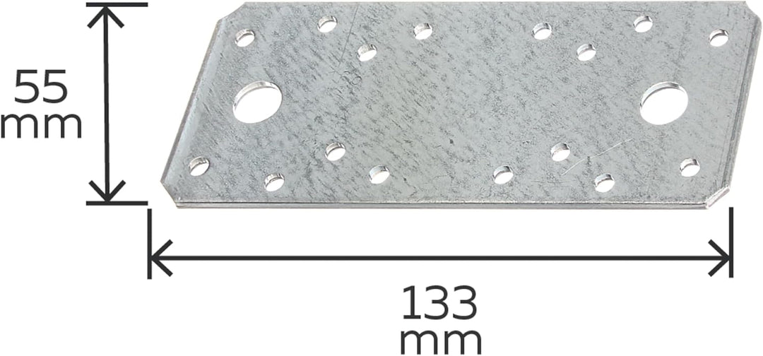 Alberts 846336 Flachverbinder | sendzimirverzinkt | 133 x 55 mm | 50er Set 135 x 55 mm / 50 Stk. Obe