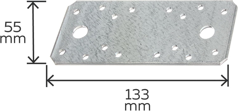 Alberts 846336 Flachverbinder | sendzimirverzinkt | 133 x 55 mm | 50er Set 135 x 55 mm / 50 Stk. Obe