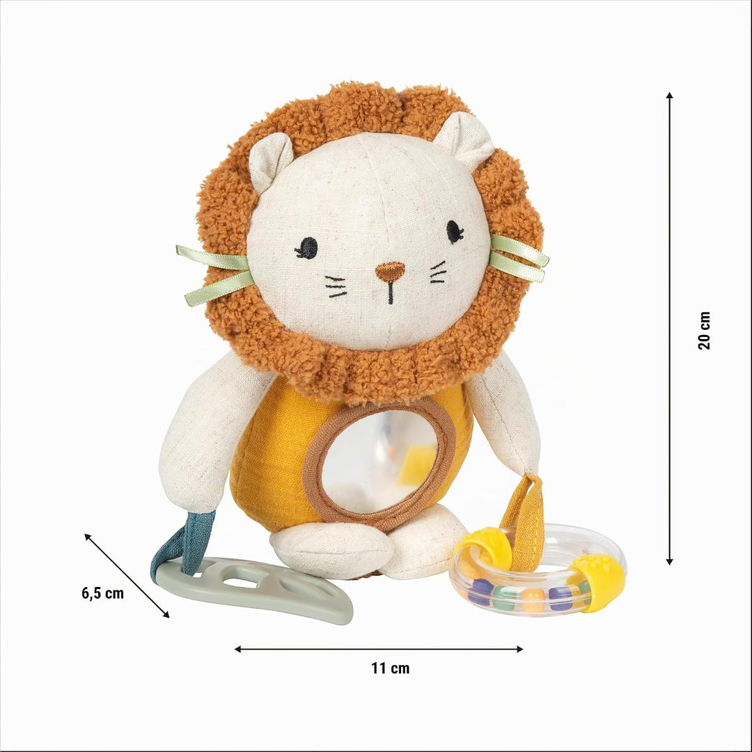 small Foot Babyspielzeug Hängefigur aus Stoff „Little Lion“, multifunktionales Stofftier, mit Beissr