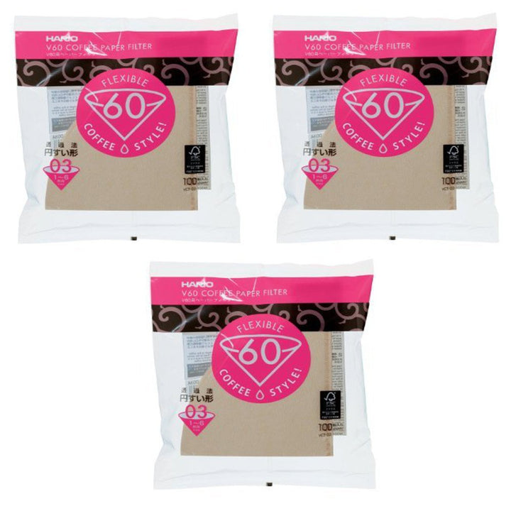 Hario 03 100-Count Kaffee Naturpapierfilter, 3er Pack (insgesamt 300 Blätter) (Japanischer Import)