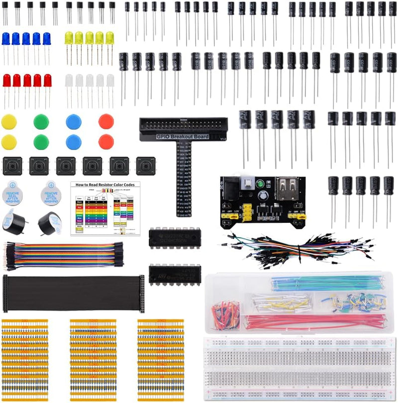 GeeekPi Electronics Component Starter Fun Kit mit Netzteilmodul,Steckbrett,GPIO Erweiterung Modul,Wi