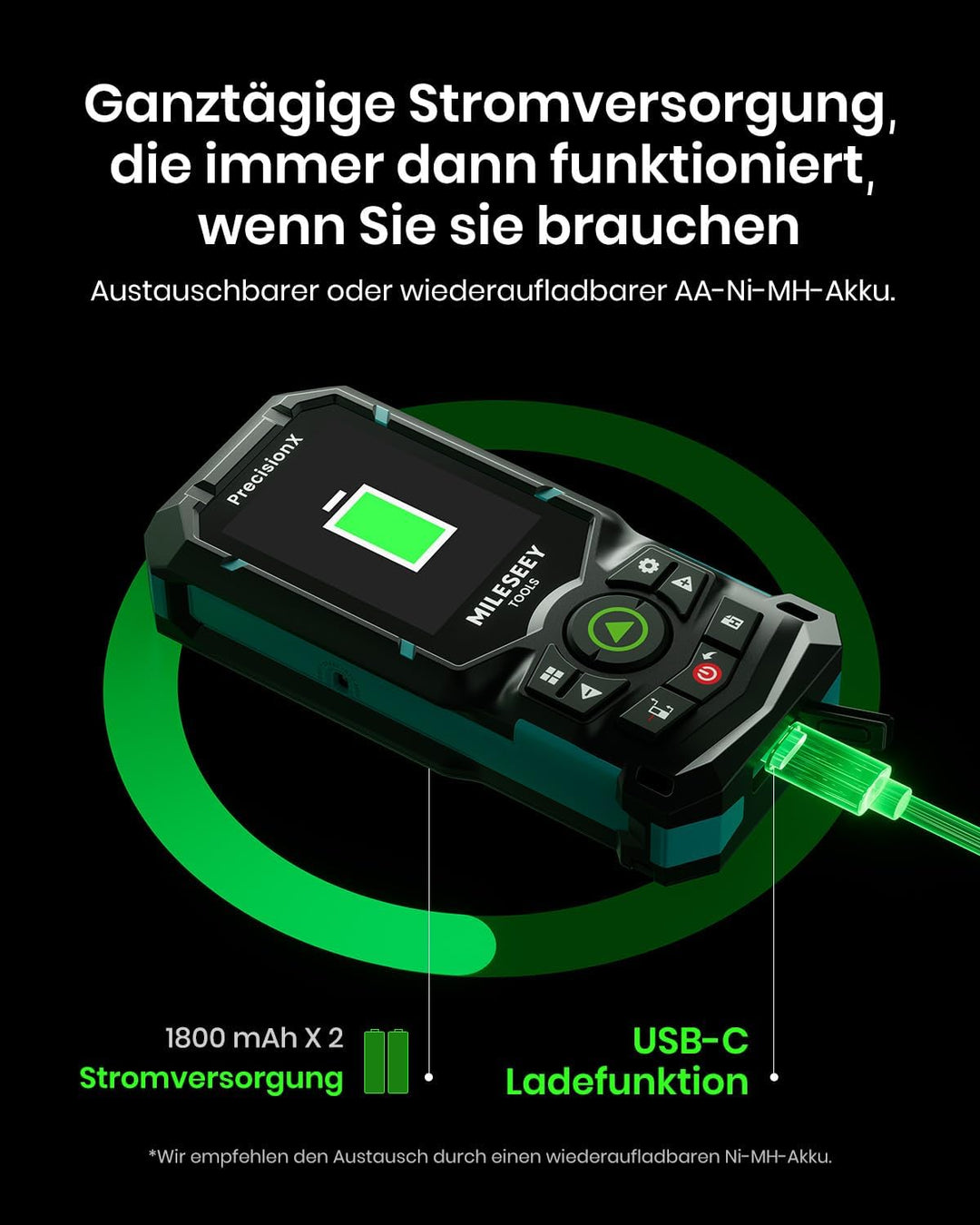 MiLESEEY S50 Laser Entfernungsmesser mit Grünem Strahl, 120 m Lasermessgerät, P2P Laser Messgerät, S