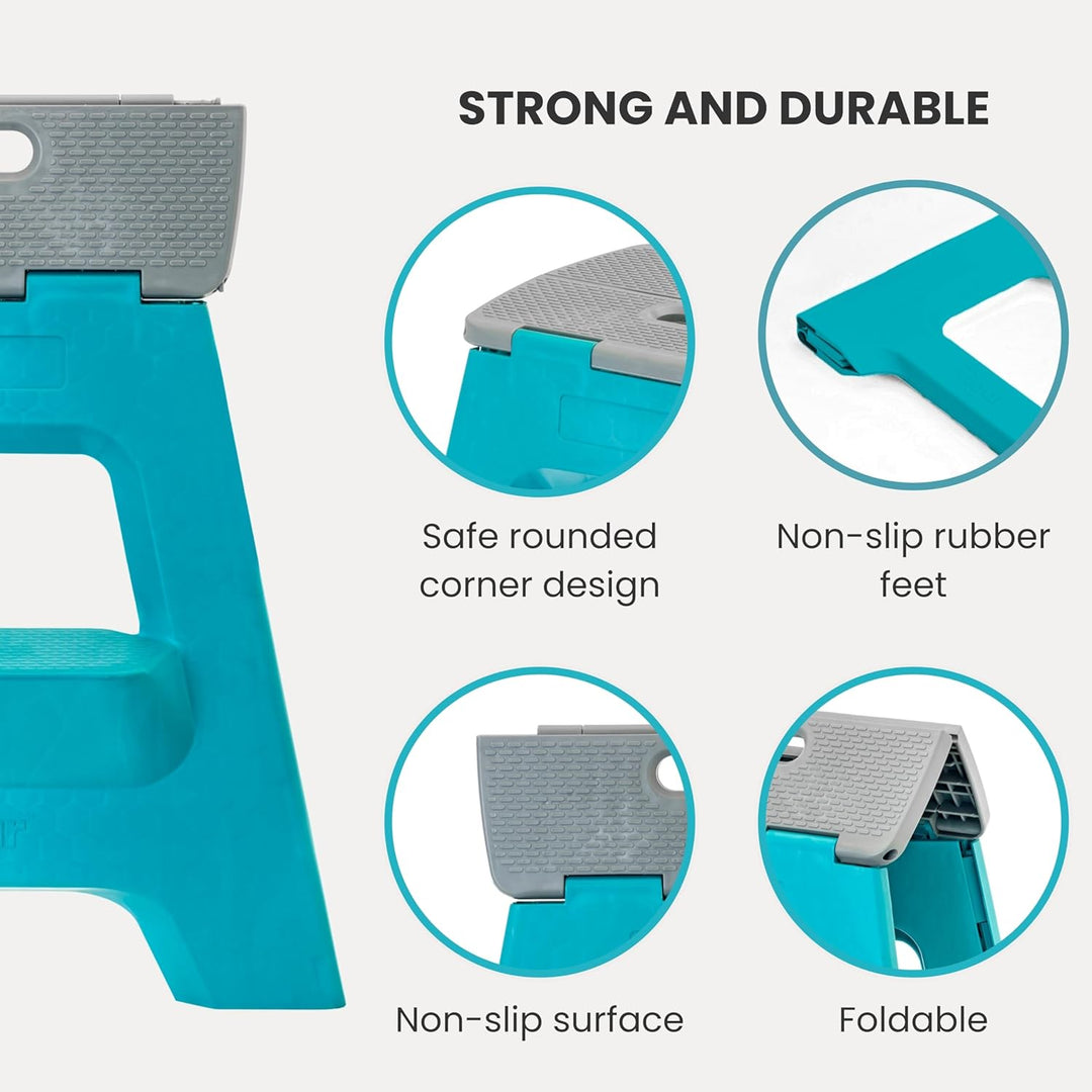 Vigar Kompakte Tritthocker Klappbar für Erwachsene, 40 cm, 2‑Schritt, Klapphocker Faltbar 150 kg rut