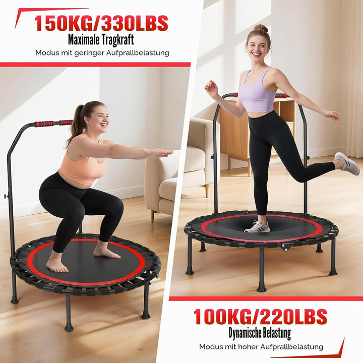 Fitness-Trampolin, tragbares 101 cm/39,76 Zoll faltbares Rebound-Trampolin,leises Design,Tragkraft 2
