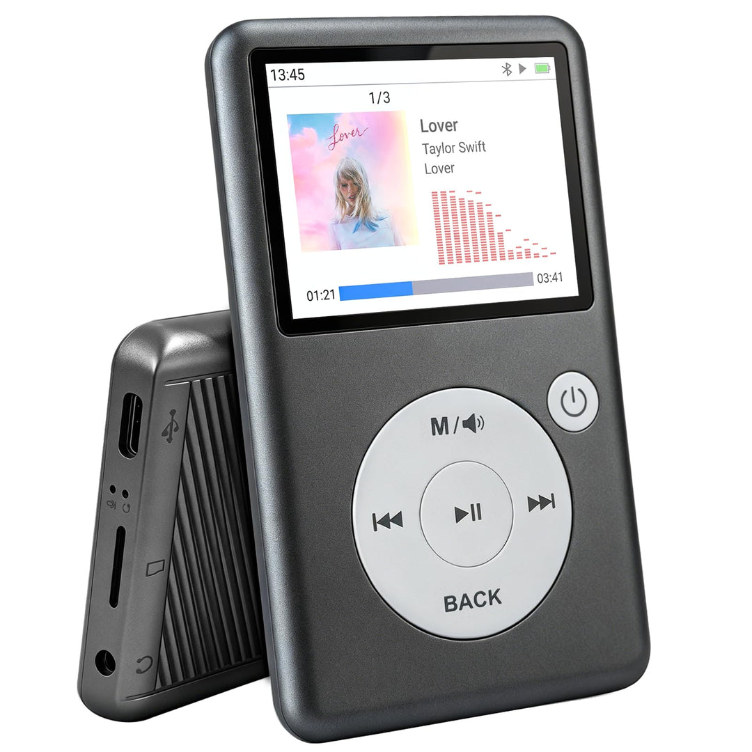 MP3 Player Bluetooth 5.3 mit Video, Hörbüchern, FM Radio und Touch Wheel | Klassis Design, HiFi Musi