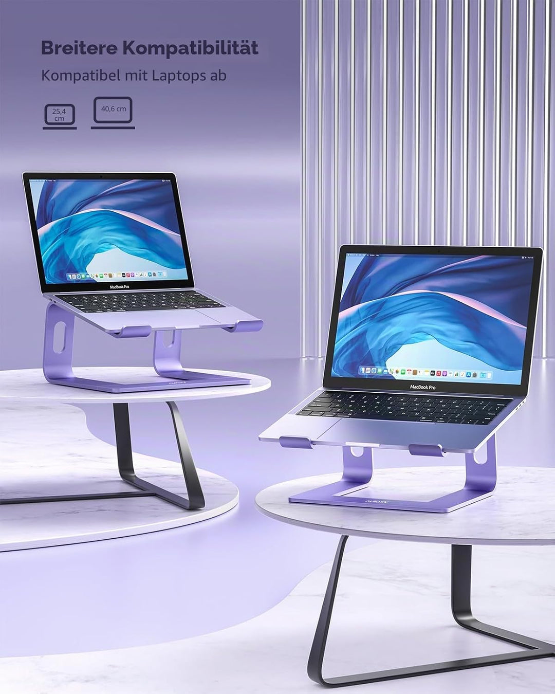 Nulaxy ergonomischer Laptop-Ständer aus Aluminium, abnehmbare Erhöhung für Laptops mit Einer Grösse