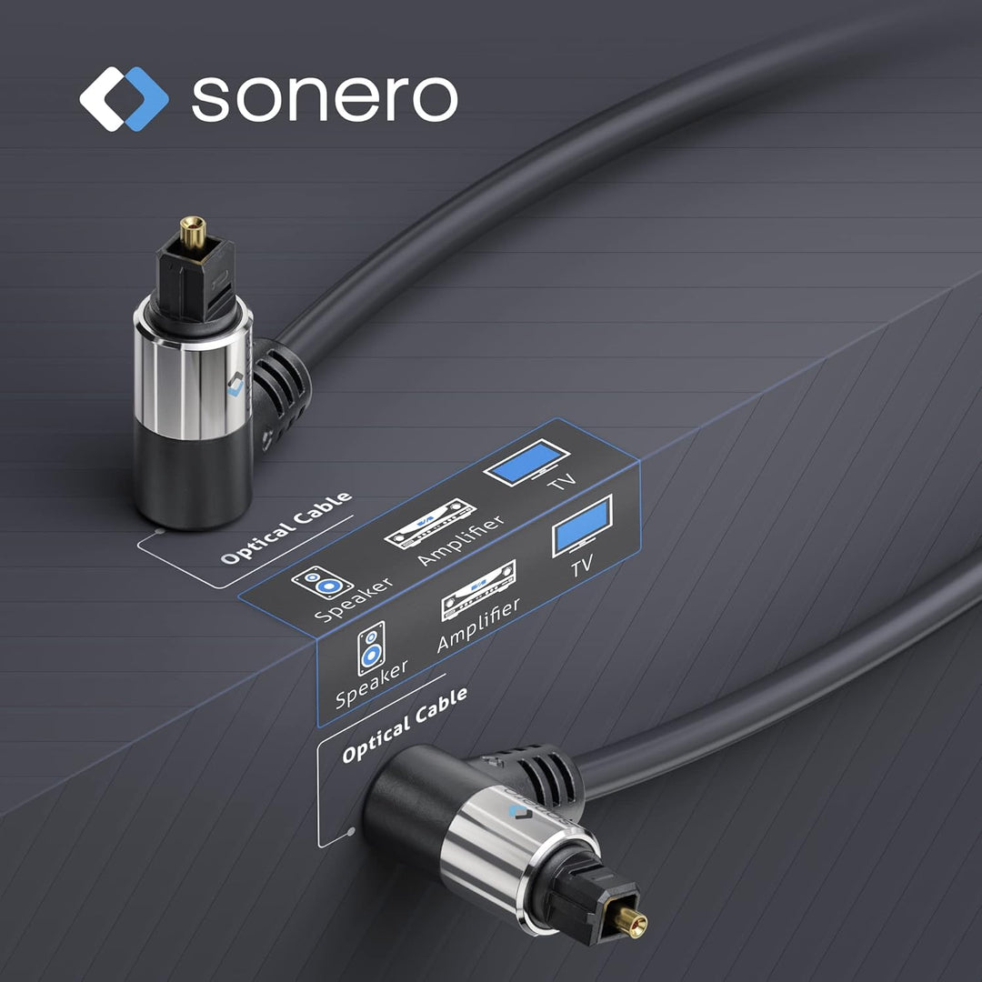 Sonero Optisches Audio Kabel 2x90° 3,0m 2x 90° Stecker 3,00m, 2x 90° Stecker 3,00m