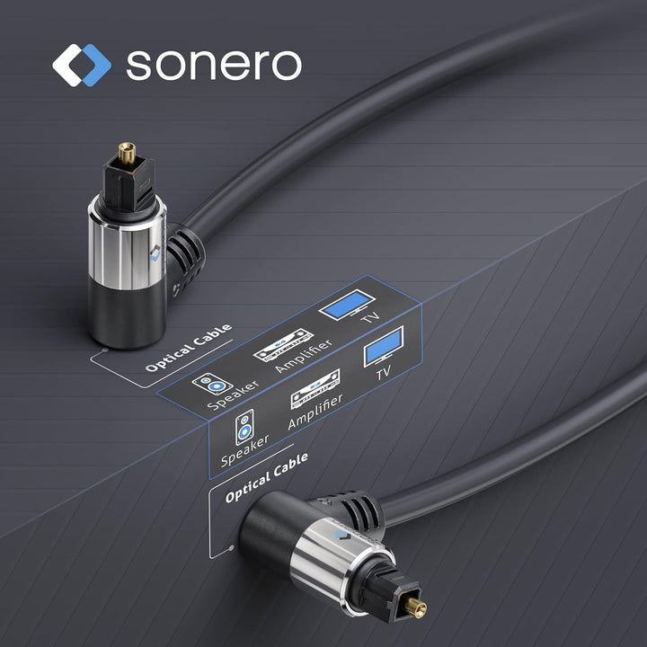Sonero Optisches Audio Kabel 2x90° 3,0m 2x 90° Stecker 3,00m, 2x 90° Stecker 3,00m