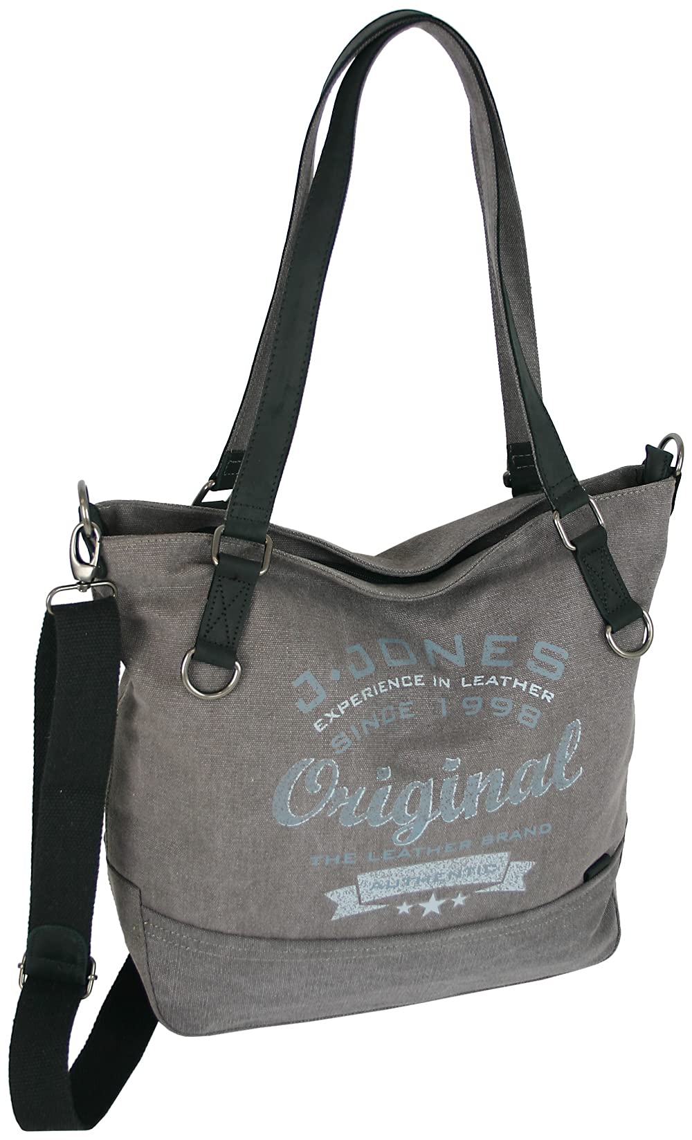 JENNIFER JONES - Grosse Damen Handtasche aus Canvas und Echtleder - Vintage Look - Casual Schulterta