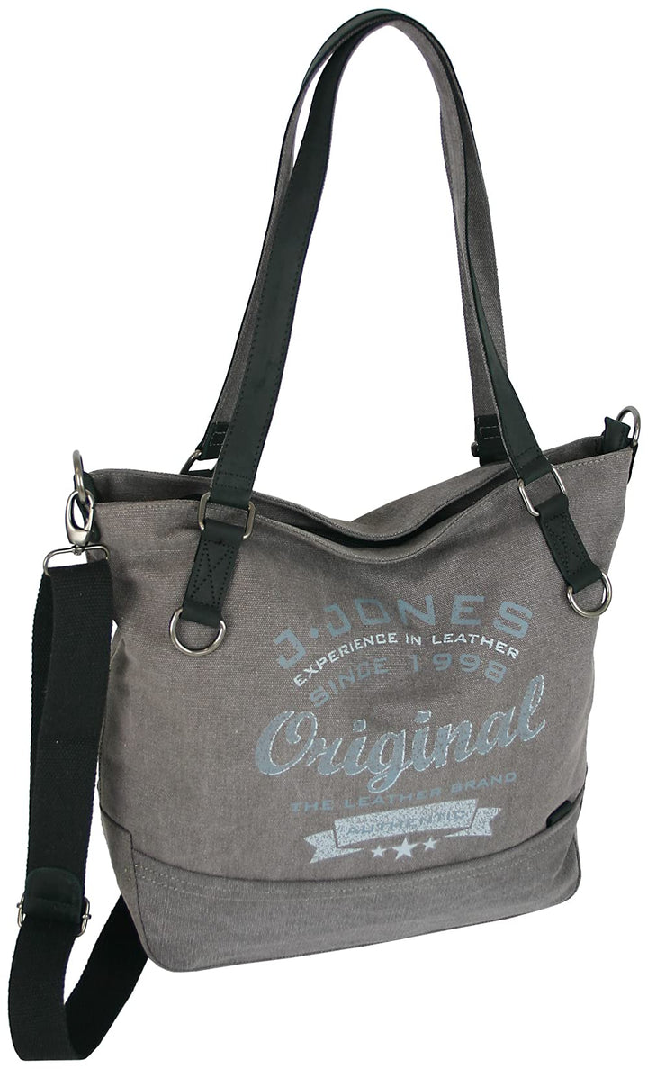 JENNIFER JONES - Grosse Damen Handtasche aus Canvas und Echtleder - Vintage Look - Casual Schulterta