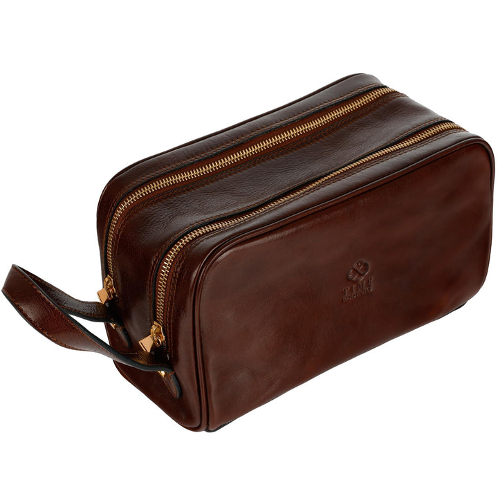 Kulturbeutel Leder Herren - Kosmetikbeutel - Waschtasche für Männer - 100% Echtleder - Hochwertige K