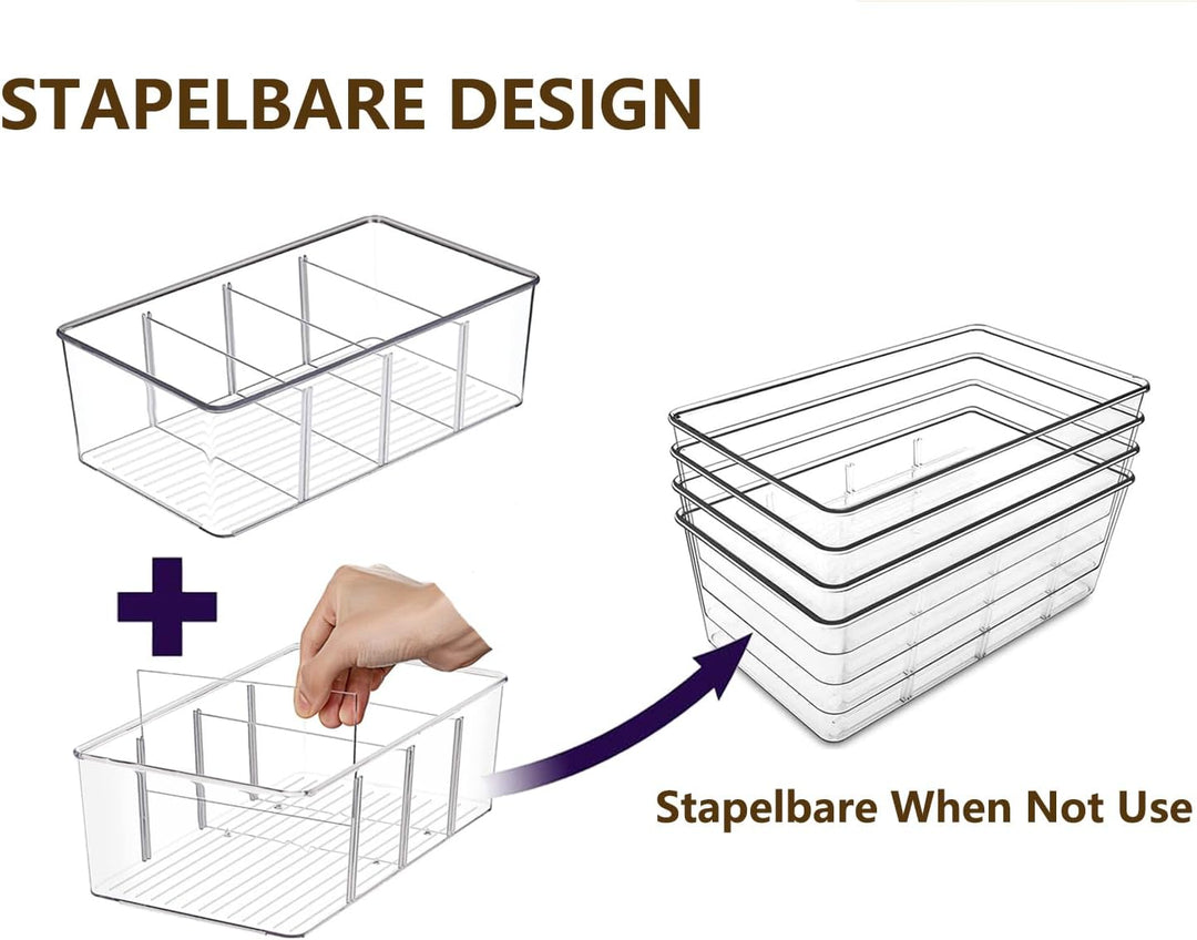 8er Kühlschrank Organizer mit 4 Fächern, BPA-Freie Küche Stapelbarer Lebensmittel aufbewahrungsbox f