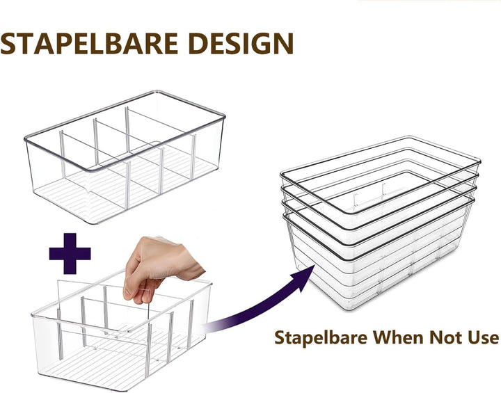 8er Kühlschrank Organizer mit 4 Fächern, BPA-Freie Küche Stapelbarer Lebensmittel aufbewahrungsbox f