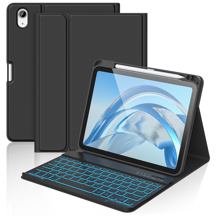 aMZCaSE für iPad A16 10/11th Generation Case mit Tastatur 11/10.9 Zoll(2025/2022),7 Farben Hintergru