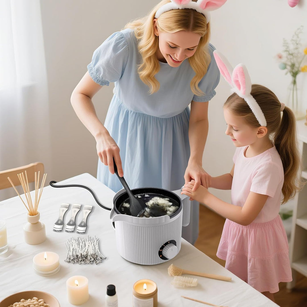 venpow Wachsschmelztopf mit Ausgiesser, kerzen selber machen set für erwachsene Anfänger, 1,5L gross