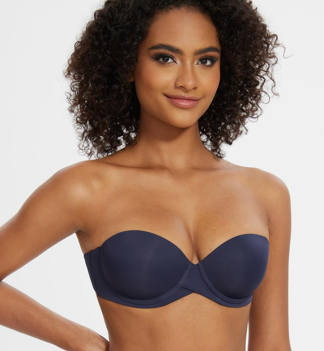 MELENECA Damen Push-Up Trägerlos BH - Bügel BH mit geformte Cups 70C Navy Blue, 70C Navy Blue
