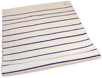 Yogateppich Yogamatte 190 x 66 cm aus Baumwolle Textil Natur Blau gestreift, Yogaunterlage gross für