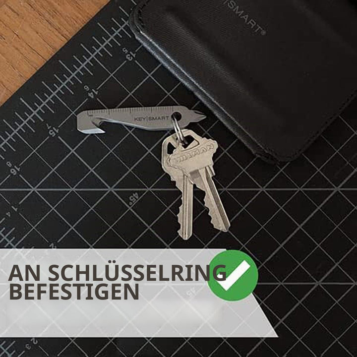 KeySmart MultiTool - 5-in-1 Mehrzweck-Schlüsselanhängerwerkzeug mit Kastenschneider, Lineal, Hebelst