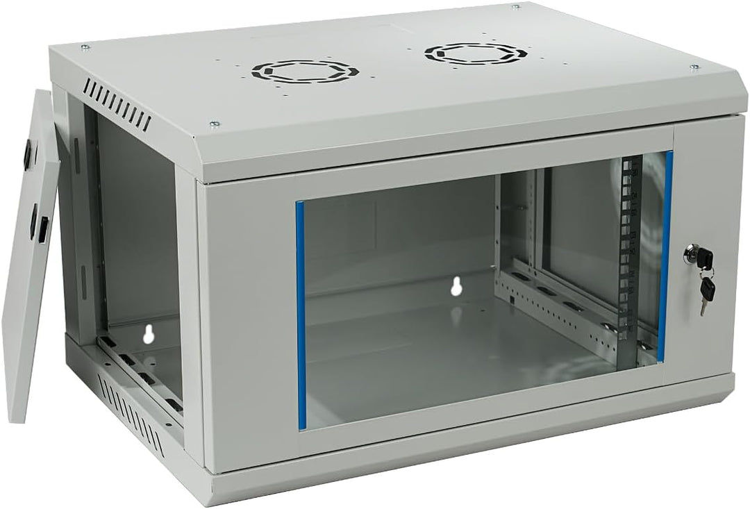 Koscom Connect Netzwerkschrank 6 HE I Serverschrank 19 Zoll I Wandmontage 600 x 450 x 369 mm I voll