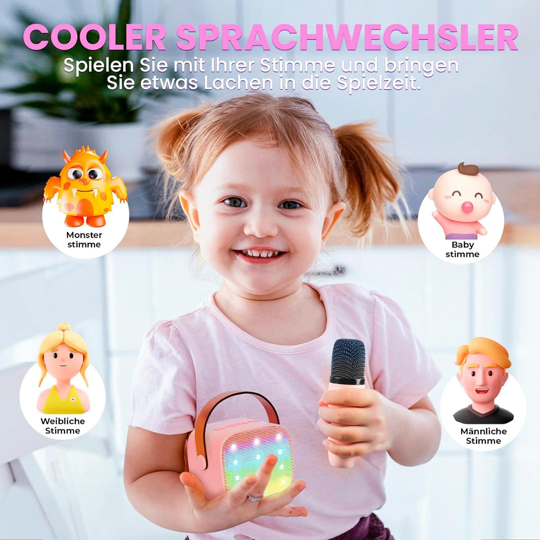 Karaoke Maschine mit 2 Drahtlosen Mikrofonen, Wowstar Tragbares Bluetooth Karaoke Maschine für Kinde