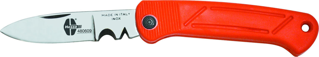 Hesse Elektrikermesser Rot (Karbonstahl, zwei Kerben, Klinge, 82 mm, Länge: 192 mm) 480609