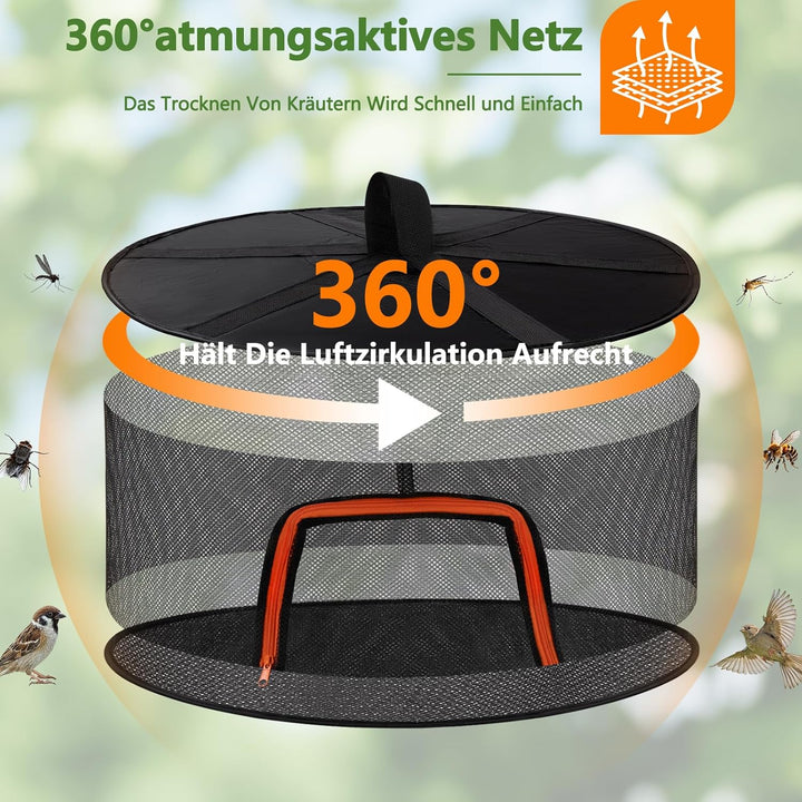 Desy & Feeci 8-lagiges Trockennetz für Kräuter, Blumen, Tee & mehr – Kräutertrockner mit Reissversch