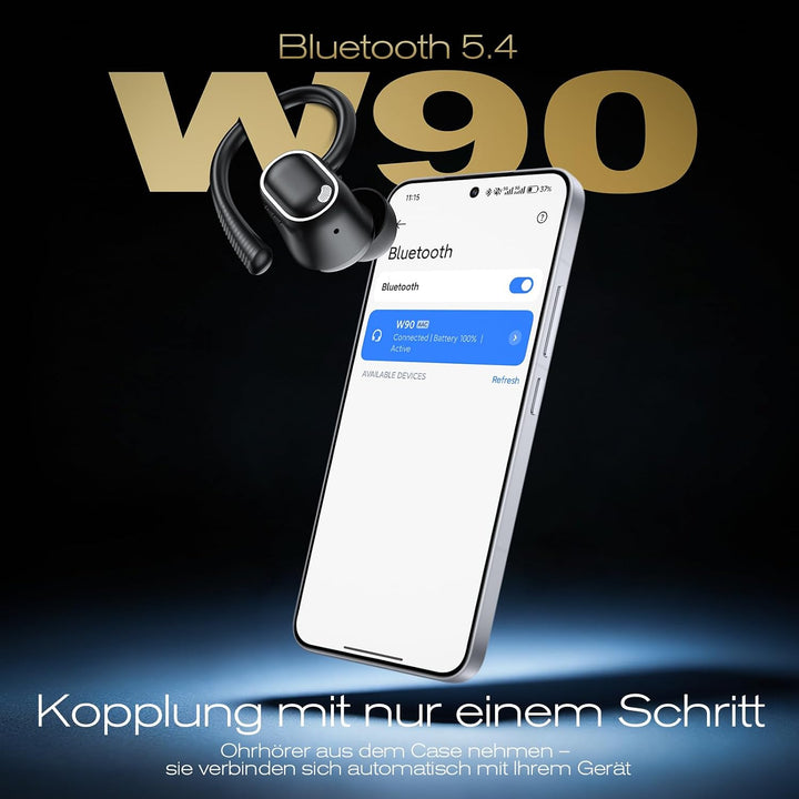 Bluetooth Kopfhörer Sport In Ear, Bluetooth 5.4 Kabellos Kopfhörer mit Ohrbügel, Hi-Fi Stereo, 50 St
