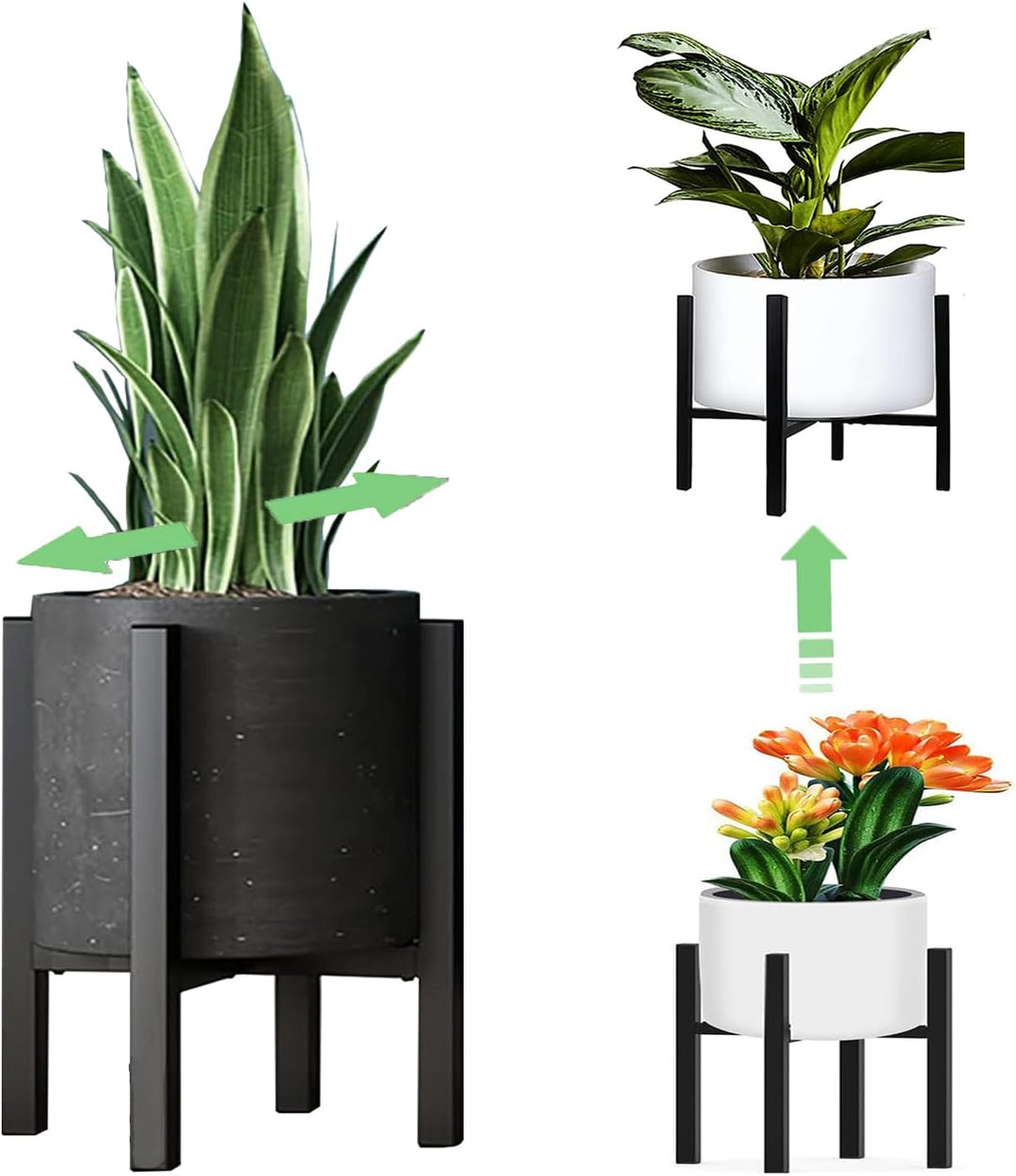 Verstellbarer Pflanzenständer 24-38 cm, Blumenständer Metall schwarz , Blumentopf Ständer, Verstellb