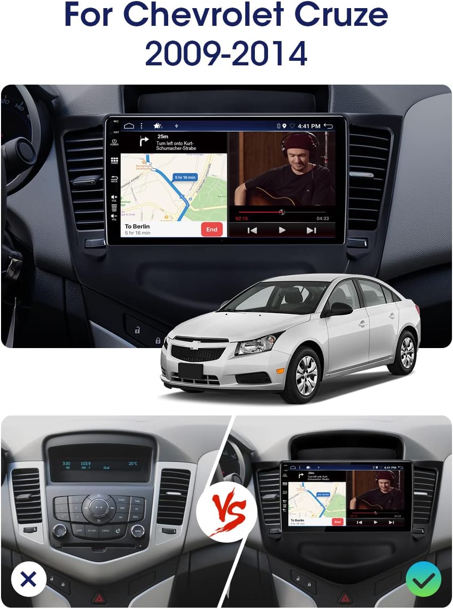 JOYX Android 12 Autoradio mit IPS 2.5D Passt für Chevrolet Cruze (2009-2014) - Rückfahrkamera Canbus