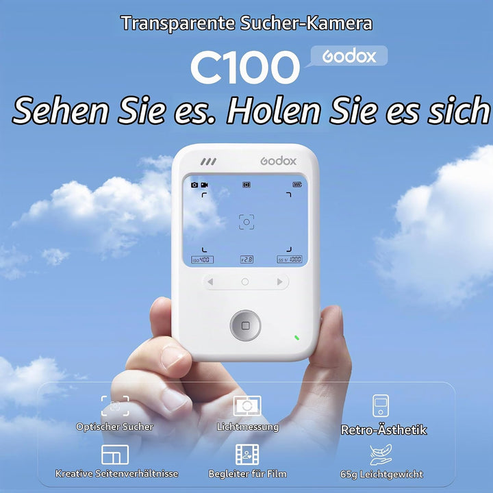 Godox C100 Belichtungsmesser Kamera mit transparentem Sucher und OTG | Optischer Sucher mit nahtlose