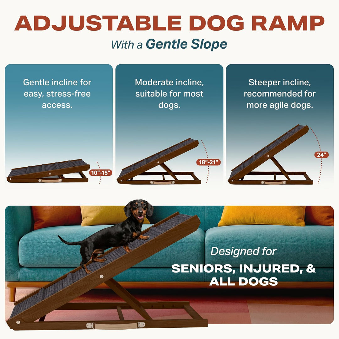 Hunderampe für Bett, kleine bis mittelgrosse Hunde für alle Rassen, 101,6 cm lang, verstellbar, 27,9